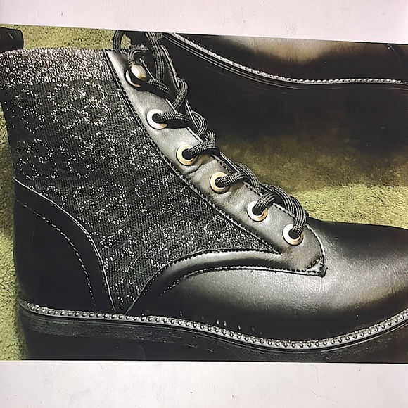 Daisy Fuentes Rhinestone Combat Boots - Picture 5 of 9